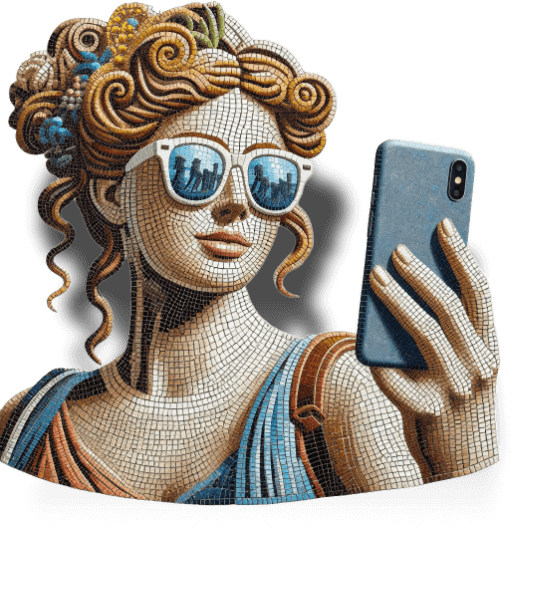 Pompeian woman with phone